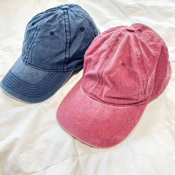 NWOT Vintage Washed Cotton Dad Hats Adjustable Baseball Caps Blue & Red - Picture 1 of 5